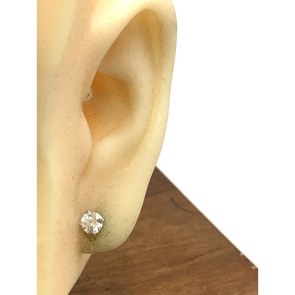 Diamond Earrings Platinum GIA Certified 1.00ctw VS2 H Natural Stud Push Back - Picture 4 of 14